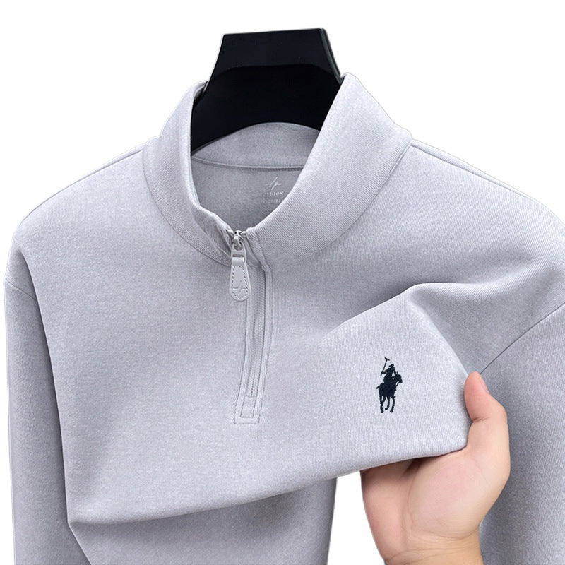 Men's Velvet Thermal Stand Collar Zipper Sweatshirt