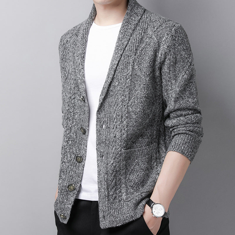 Men's Solid Color Knit Cardigan Sweater Coat