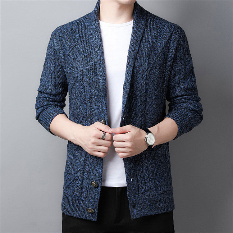 Men's Solid Color Knit Cardigan Sweater Coat