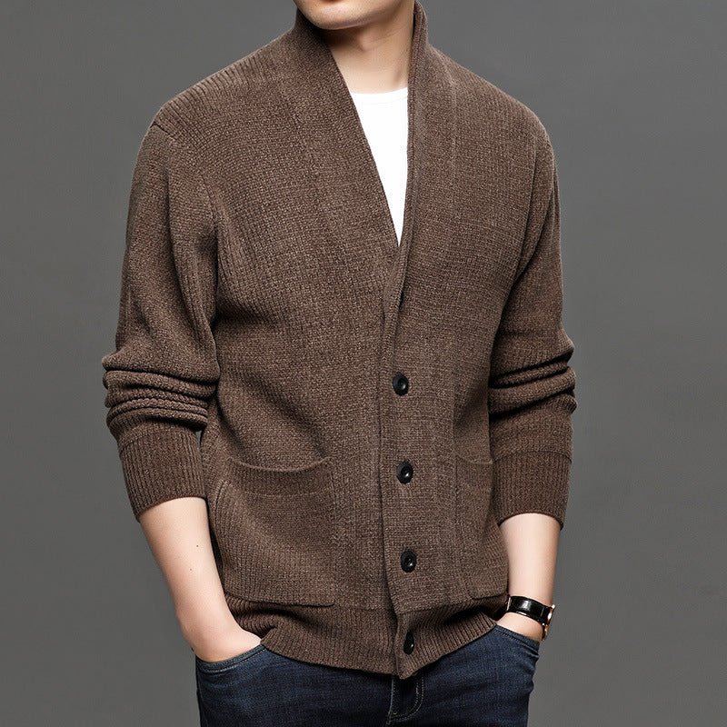 Men's Single Breasted Knit Cardigan Sweater Jacket