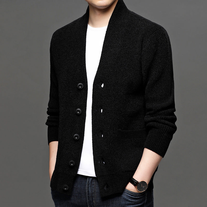 Men's Single Breasted Knit Cardigan Sweater Jacket