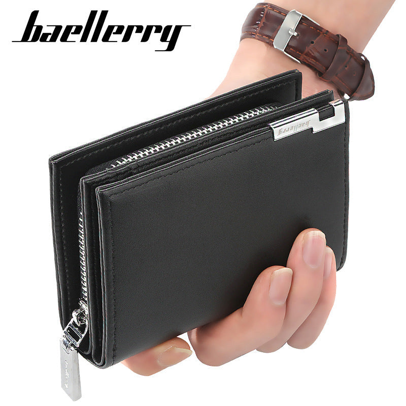 Men’s PU Leather Wallet Large Capacity Zipper Card Holder