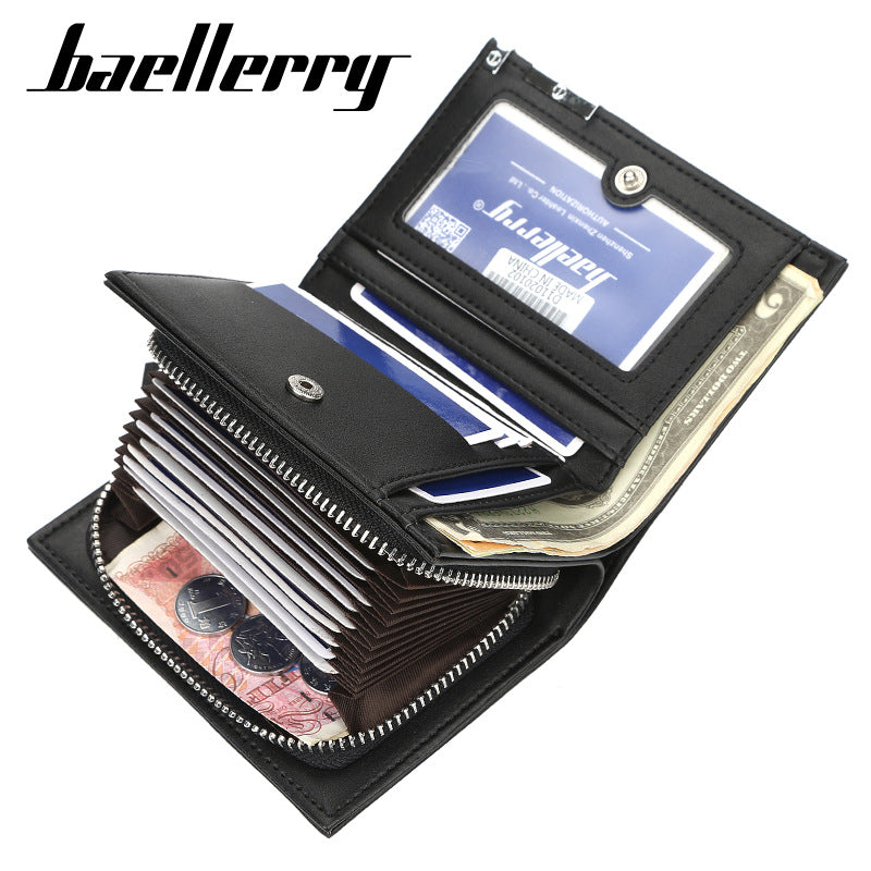 Men’s PU Leather Wallet Large Capacity Zipper Card Holder