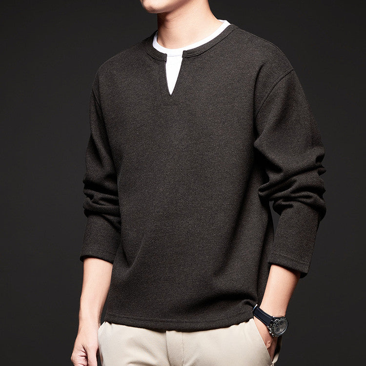 Men's Fake Two Piece Knit Pullover Sweater