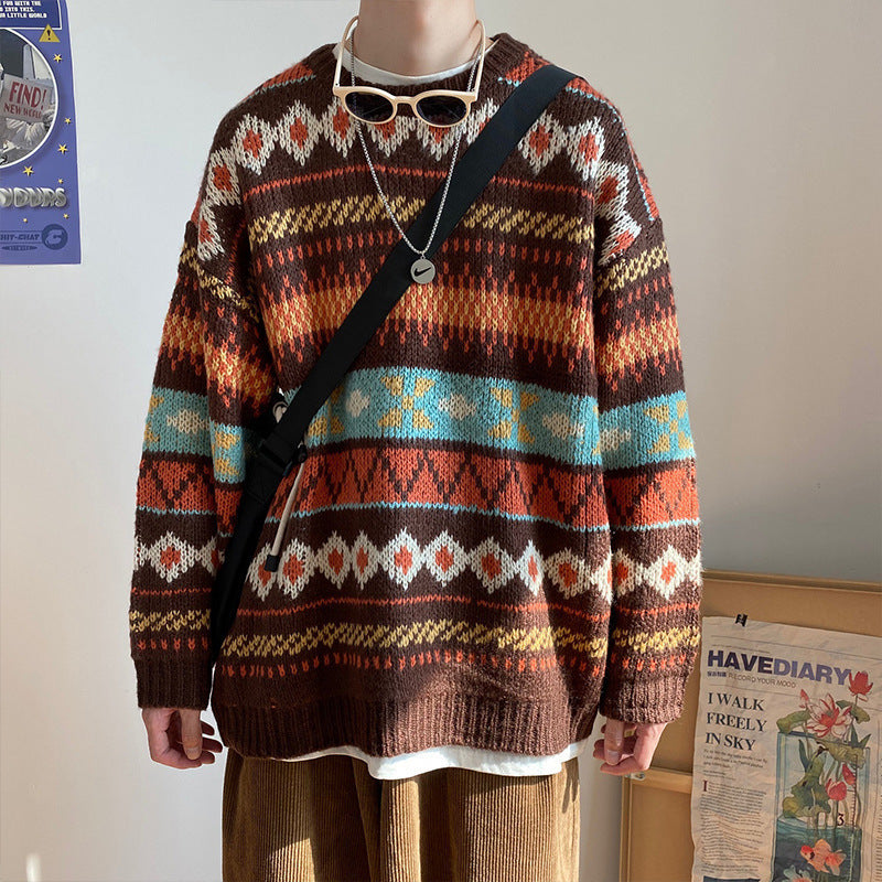 Men's Thick Knit Loose Fit Pullover Sweater