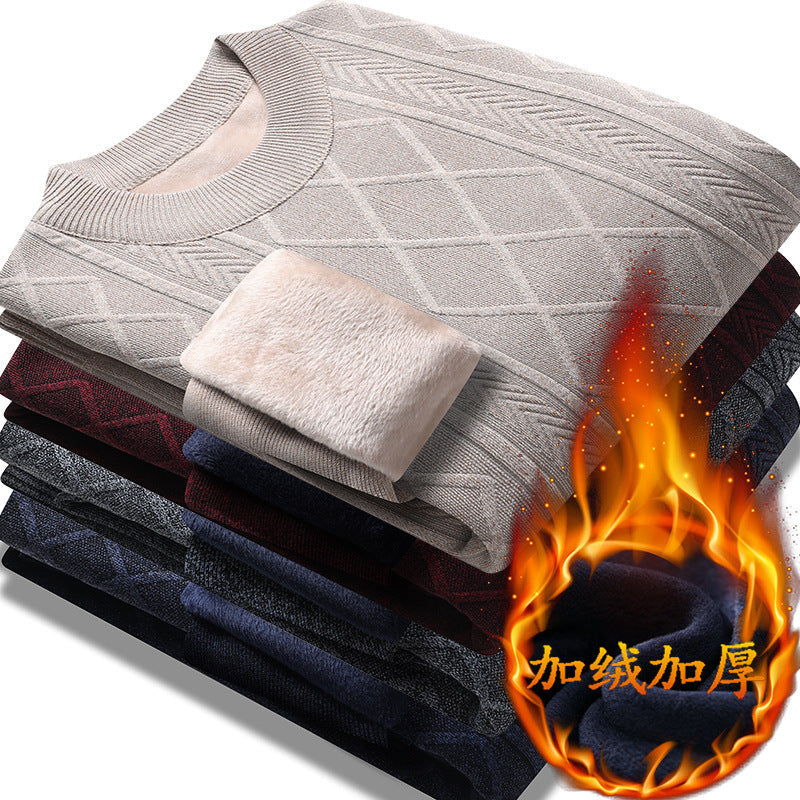 Men's Fleece Lined Round Neck Thermal Sweater