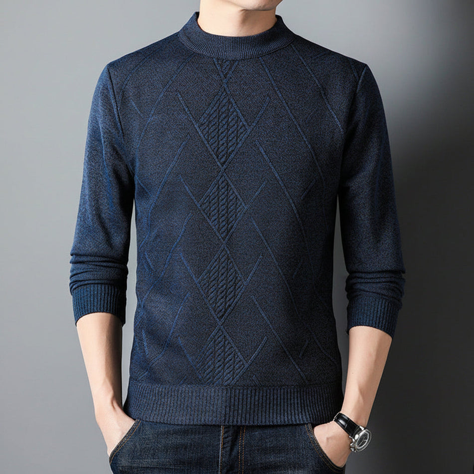 Men's Fleece Lined Round Neck Thermal Sweater