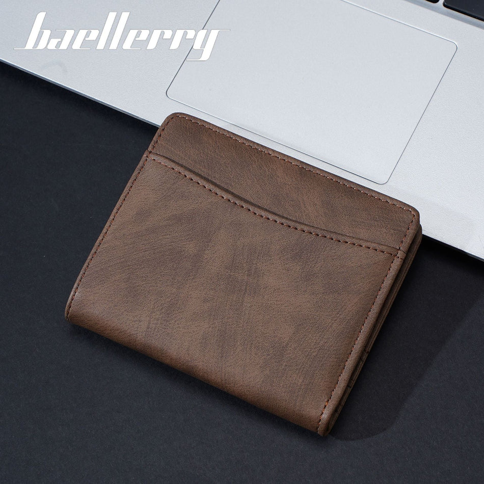 Men’s Nubuck Leather Wallet Multi Card Slot Snap Button