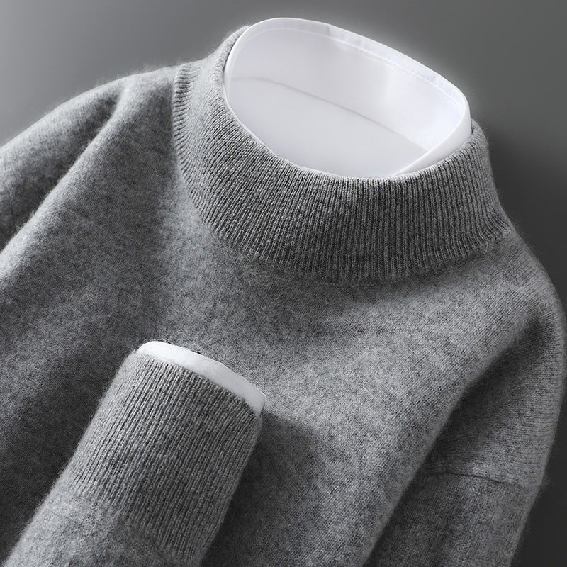 Men's Pure Wool Half Turtleneck Knit Sweater