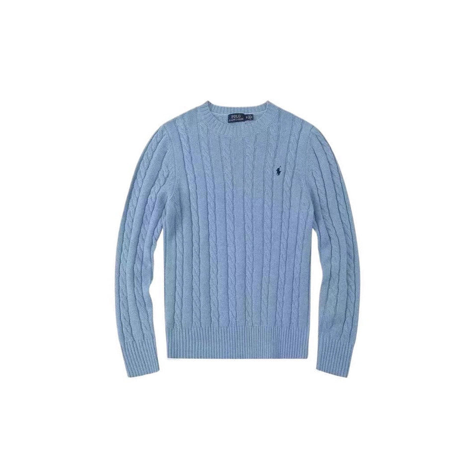 Men's Twist Knit Wool Crewneck Pullover Sweater