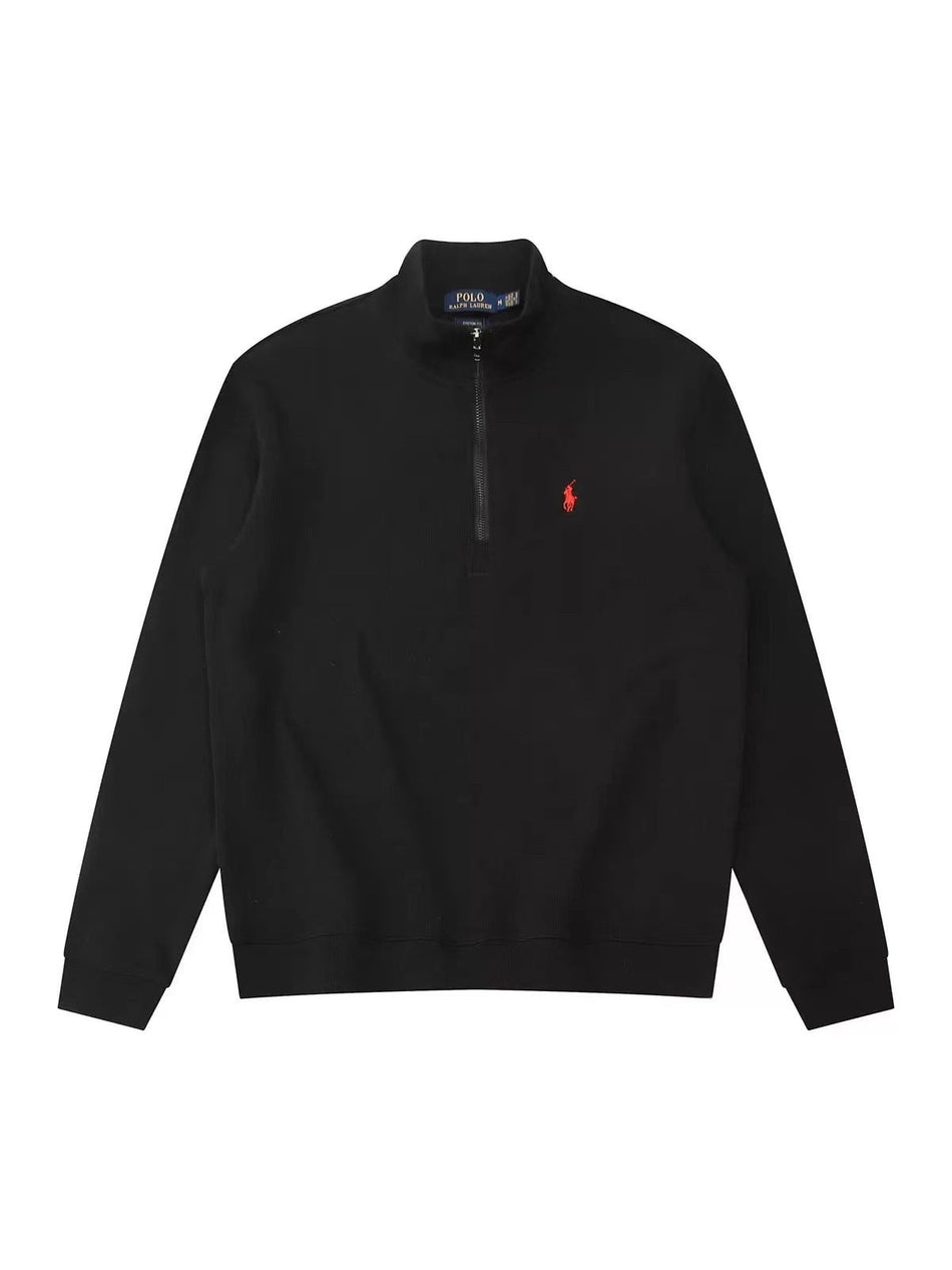 Men's Half Zip Stand Collar Embroidered Sweater