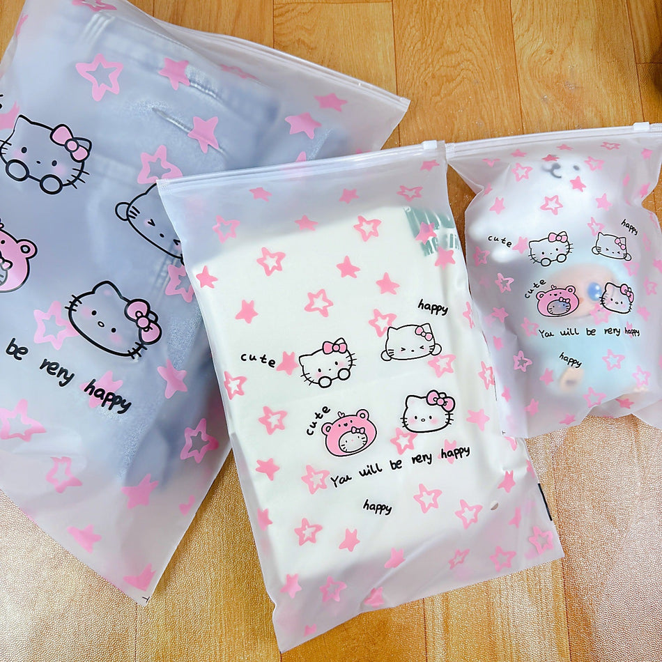 Cute Cat Print Travel Shoe/Clothes Storage Bag Set - Sealed 5 Pc