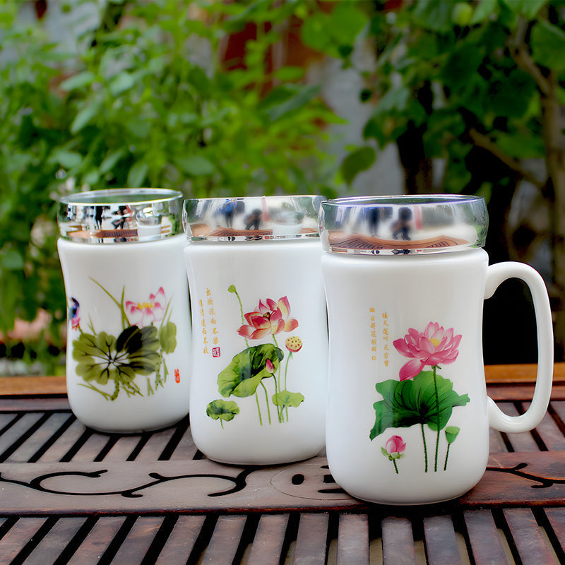 Magic Square Ceramic Mirror Mug with Lid - 450ml
