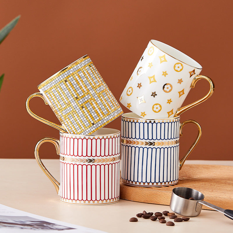 Nordic Gold-Painted Bone China Mug - Couple Coffee Cup