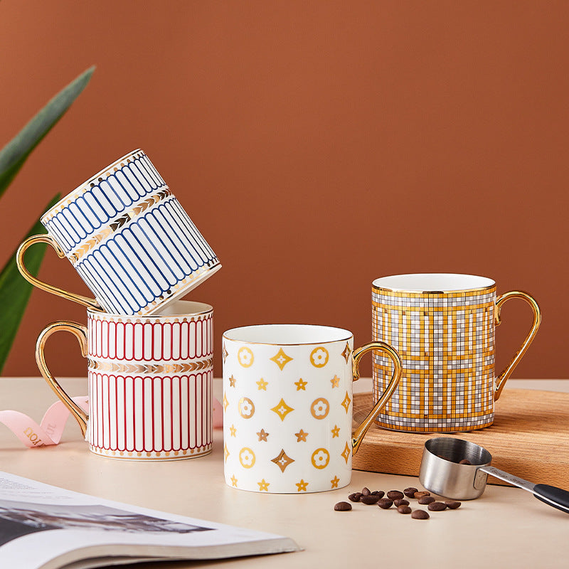 Nordic Gold-Painted Bone China Mug - Couple Coffee Cup