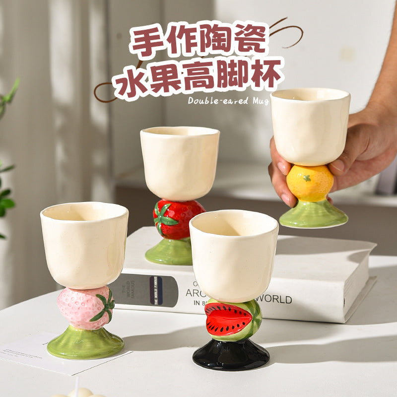 Fruit Ceramic Goblet - Handmade Dessert Cup, Gift Box