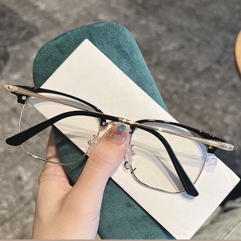 Retro Half-Frame Blue Light Reading Glasses