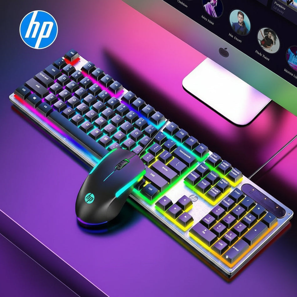 HP KM300F Wired Keyboard and Mouse Set with Backlight