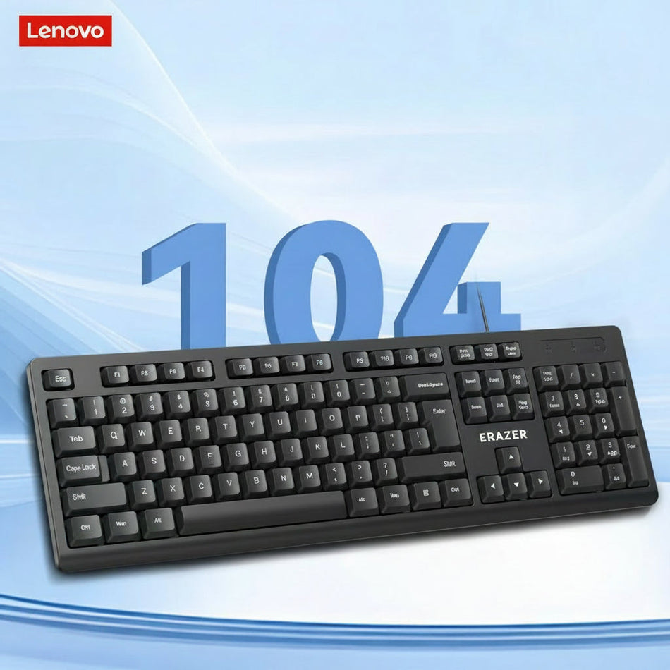 Lenovo KM108 Wired USB Keyboard and Mouse Set for Office