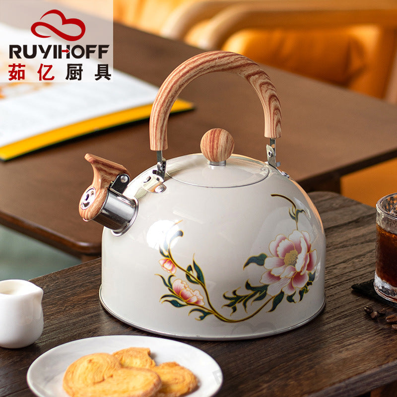 Ruyihoff Floral Whistling Kettle - White, 3L