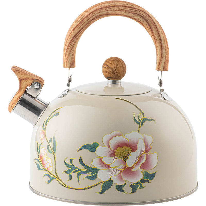 Ruyihoff Floral Whistling Kettle - White, 3L