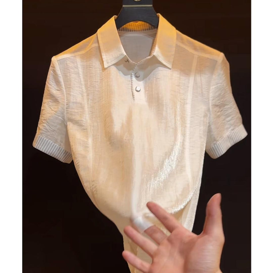 Luxury Seersucker Old Money Style Men's T-Shirt
