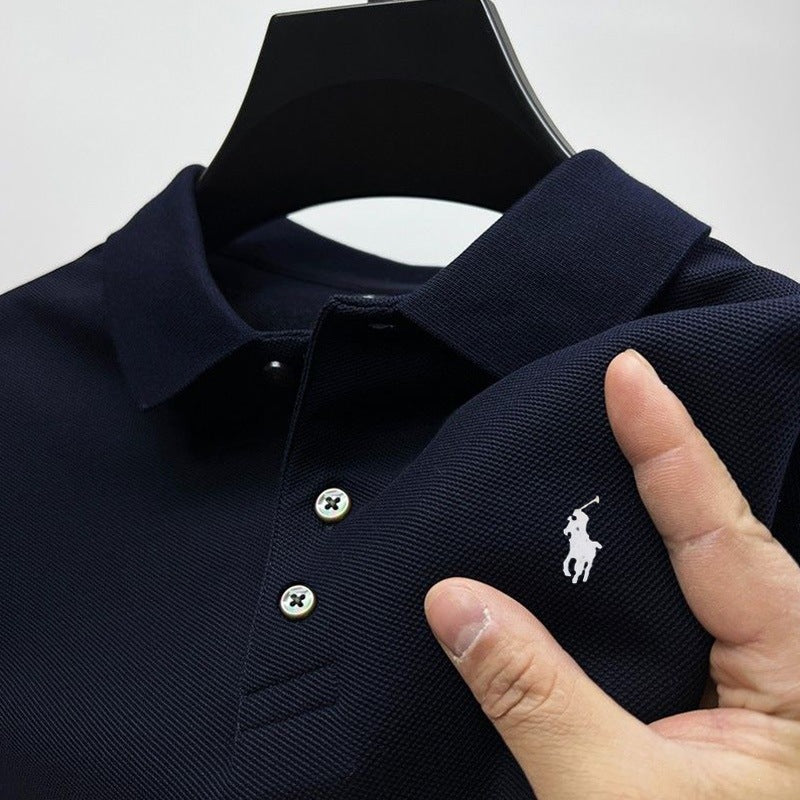 Men's Embroidered Cotton Blend Short Sleeve Polo Shirt