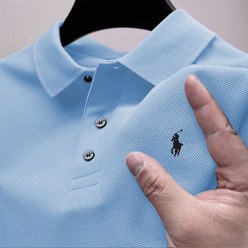 Men's Embroidered Cotton Blend Short Sleeve Polo Shirt
