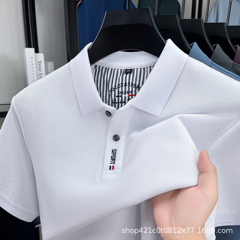 Men's Cotton Breathable Embroidered Short Sleeve Polo Shirt