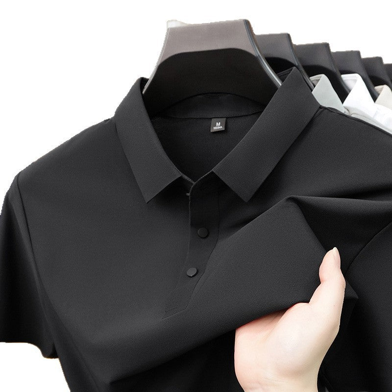 Men's Seamless Ice Silk Breathable Short Sleeve Polo Shirt