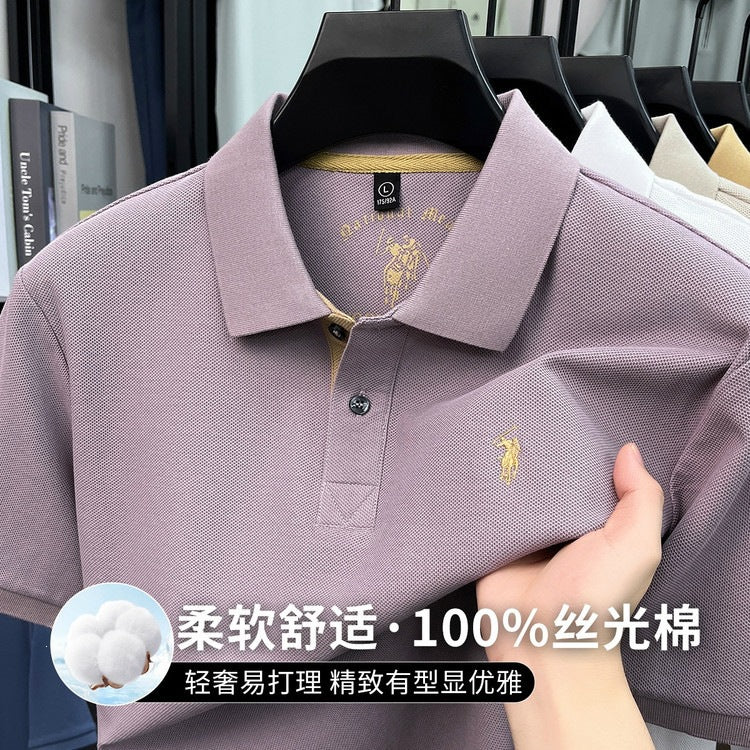 Men's Cotton Embroidered Short Sleeve Breathable Polo Shirt