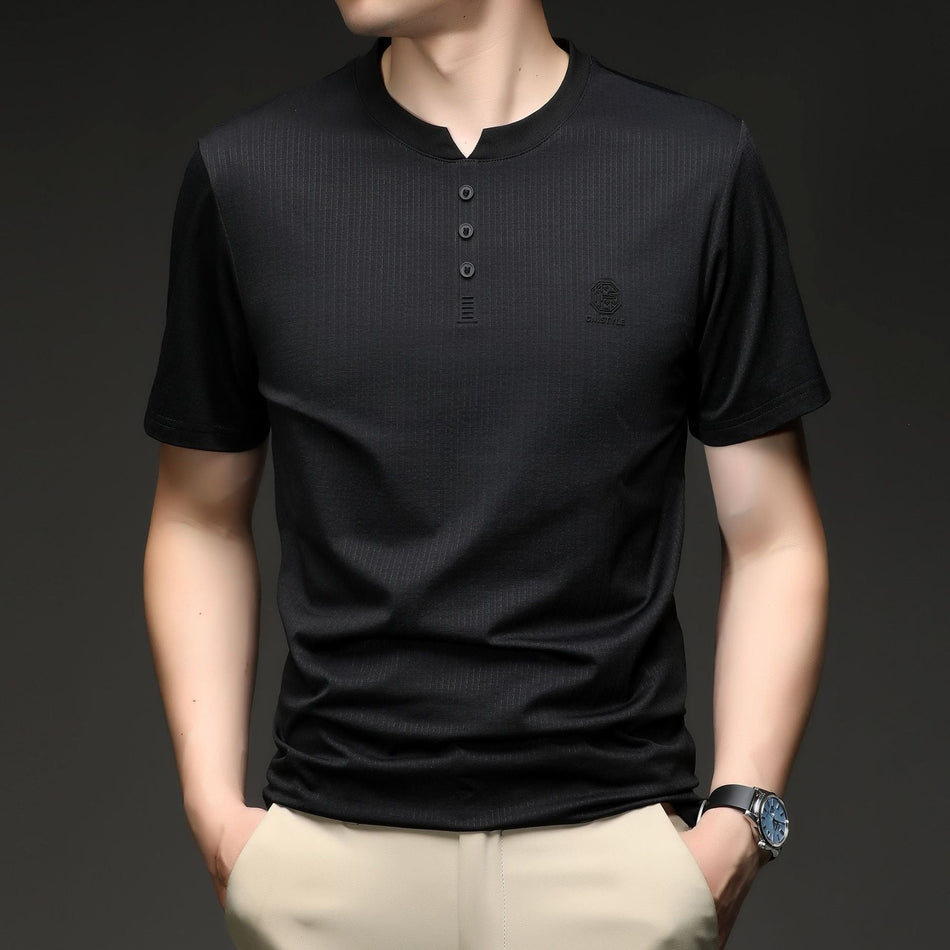 Men's Chinese Style Stand Collar Short Sleeve T-Shirt