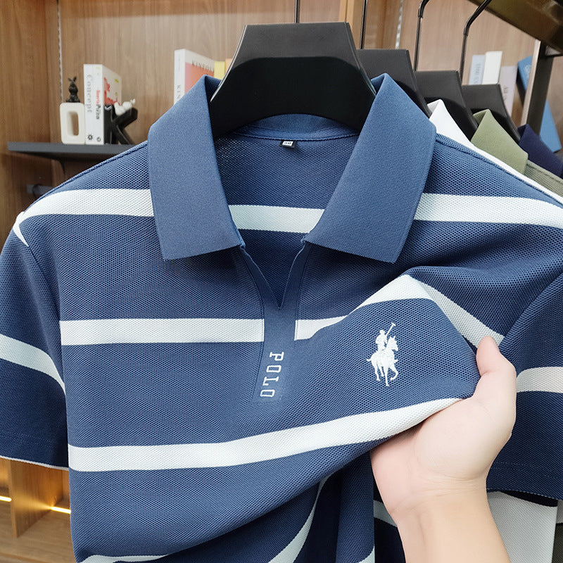 Men's Embroidered Cotton Short Sleeve Polo Shirt