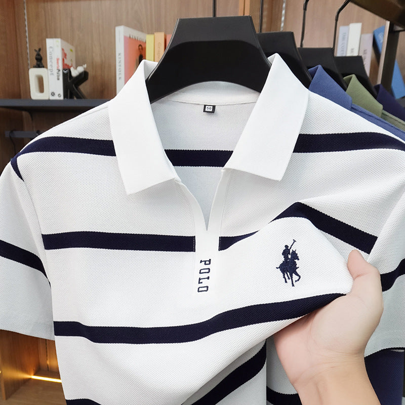 Men's Embroidered Cotton Short Sleeve Polo Shirt