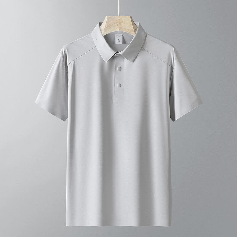 Men's Ice Silk Seamless Short Sleeve Casual Polo Shirt