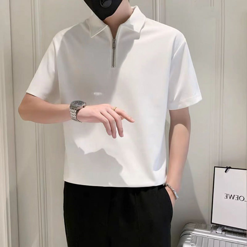 Men's Half Zip Short Sleeve Casual Polo Shirt