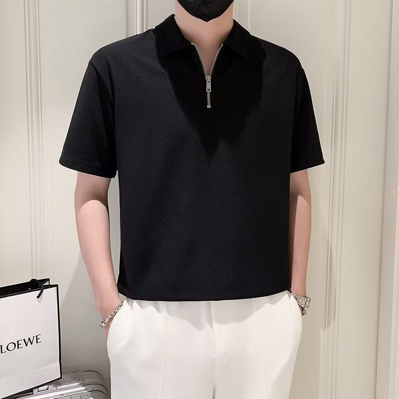 Men's Half Zip Short Sleeve Casual Polo Shirt