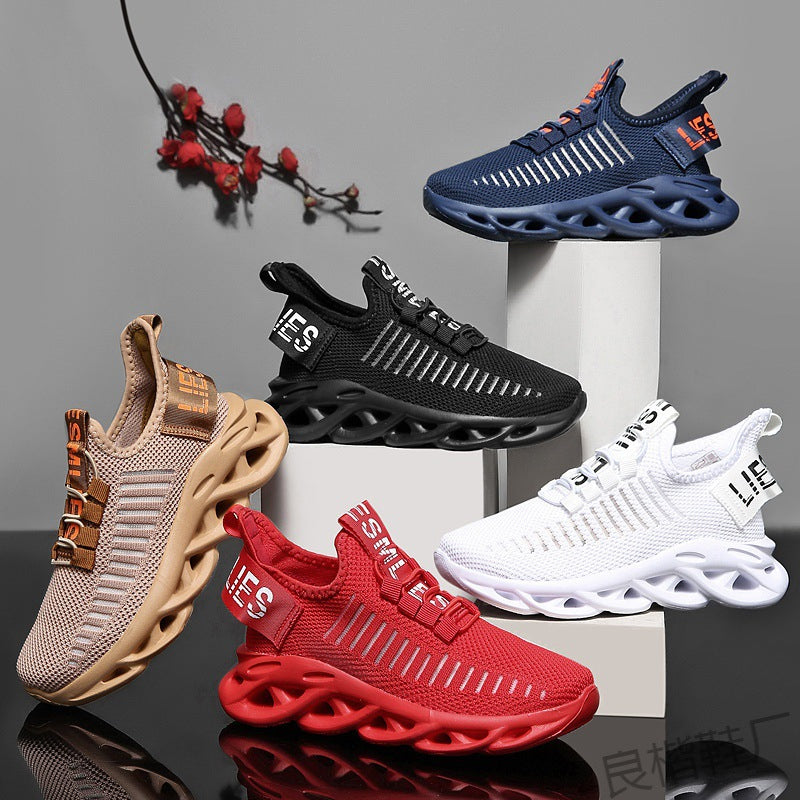 Kids' Flyknit Sneakers – Breathable Hook-and-Loop Casual Shoes