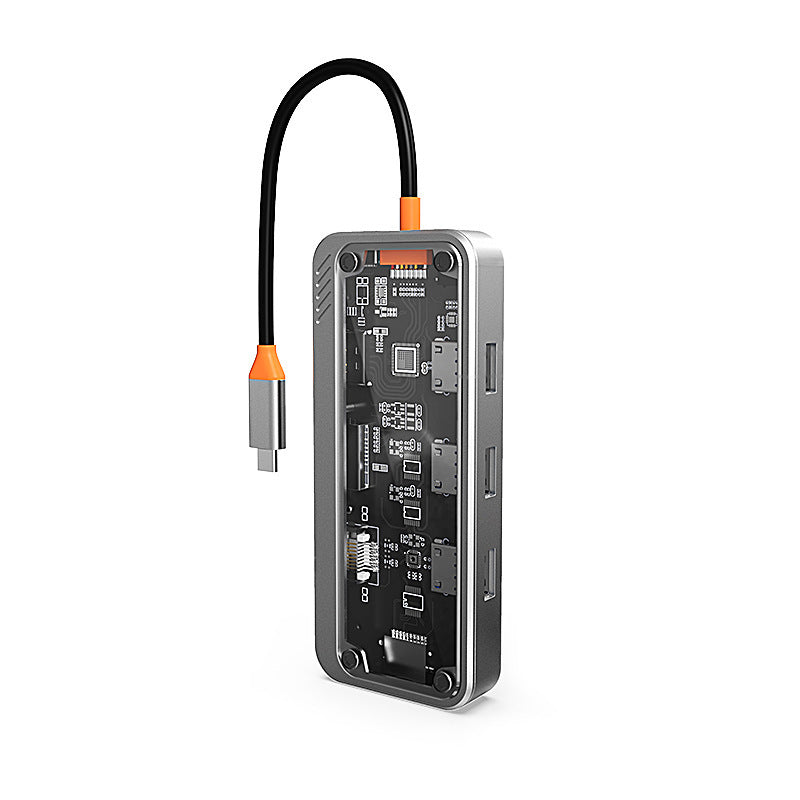 Transparent Type-C Docking Station USB Hub with Network Port