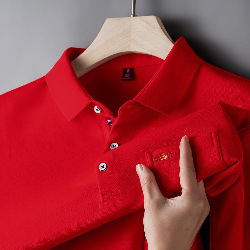Men's Cotton Long Sleeve Pocket Polo Shirt