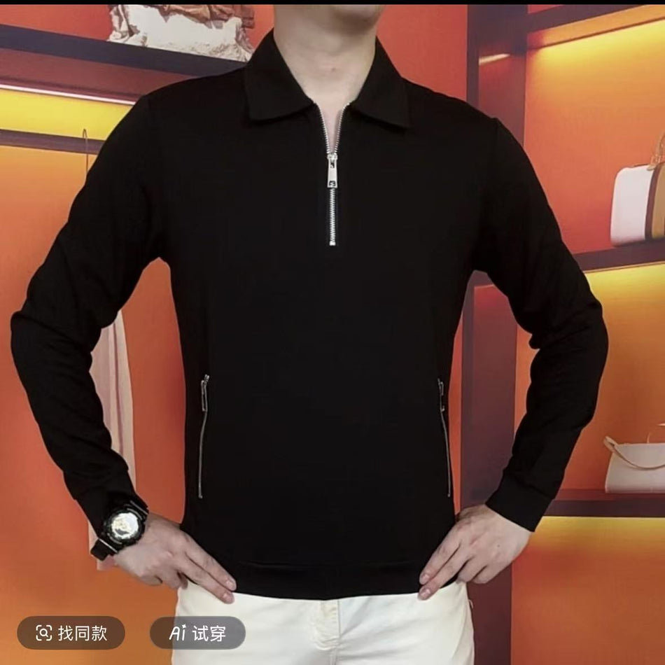 Men's Half Zip Long Sleeve Casual Polo Shirt