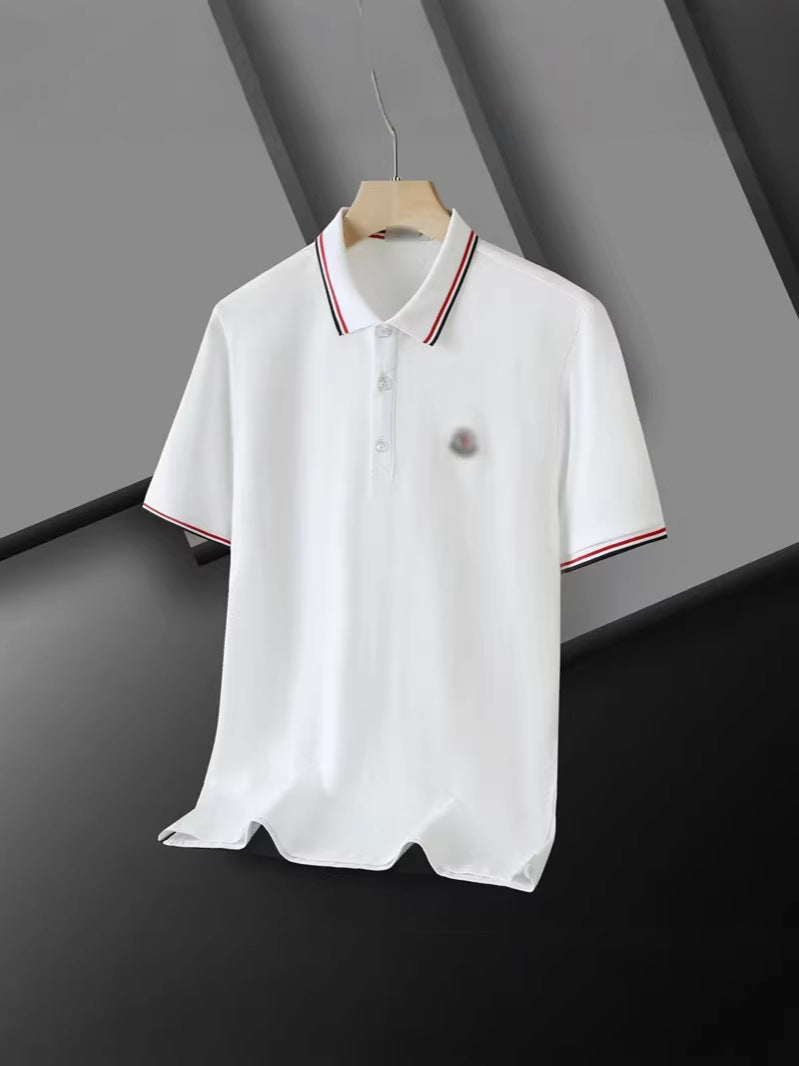 Men's Combed Cotton Striped Short Sleeve Polo Shirt