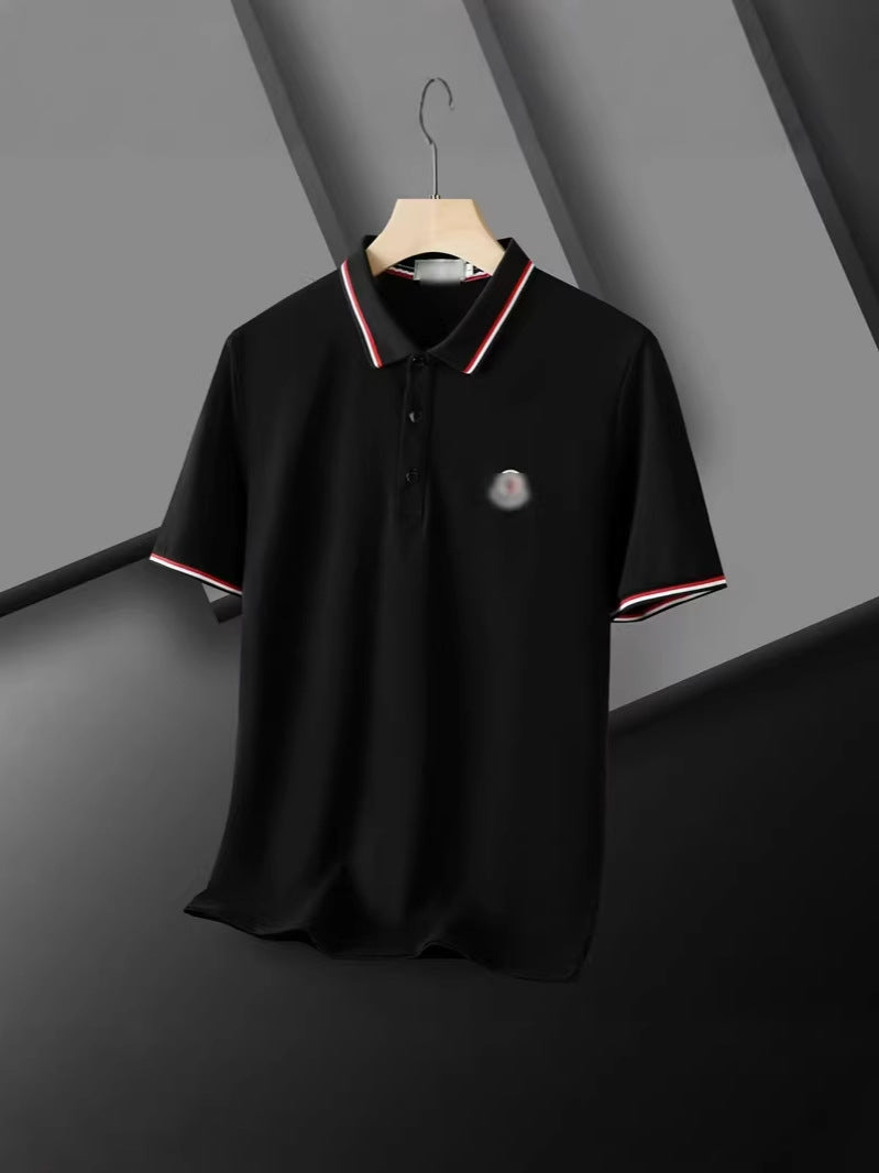 Men's Combed Cotton Striped Short Sleeve Polo Shirt