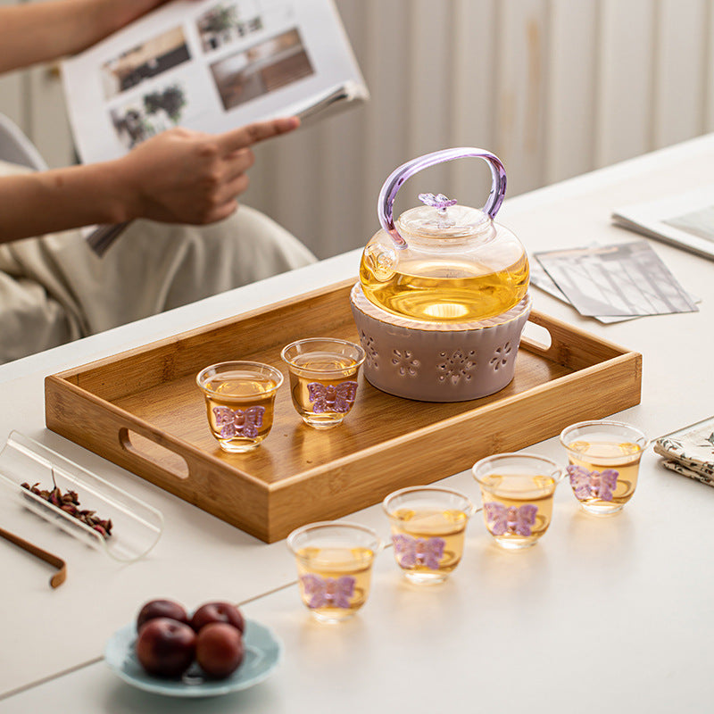 Yun Yang Glass Fruit Tea Set with Candle Warmer