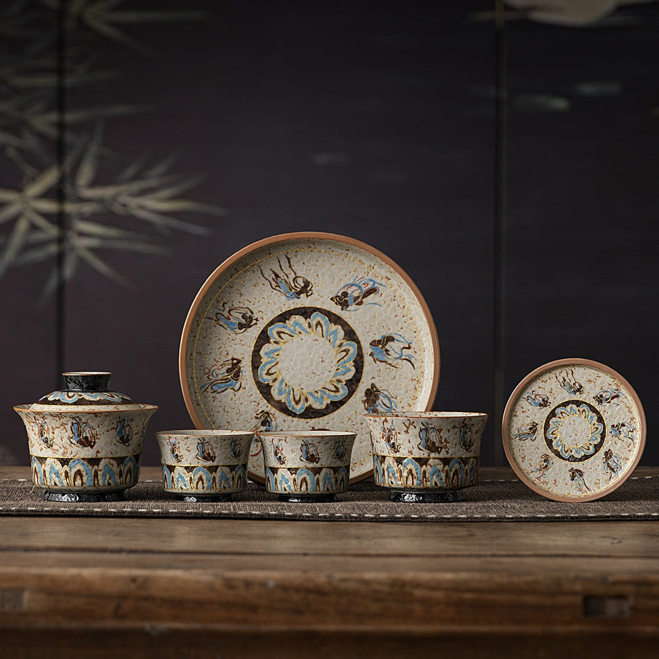 Dunhuang Flying Apsaras Ru Kiln Ceramic Tea Set - Gift