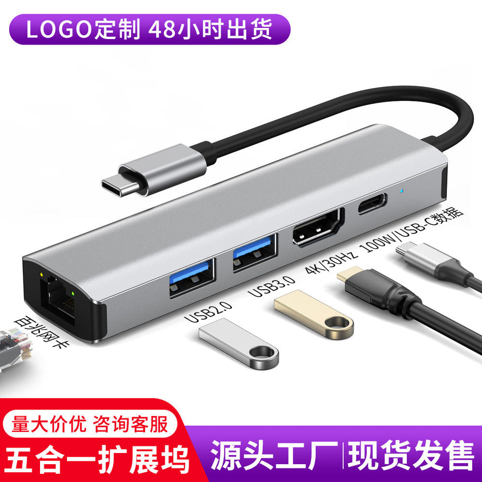 USB 3.0 Type-C 5-in-1 Hub with RJ45 Network Adapter