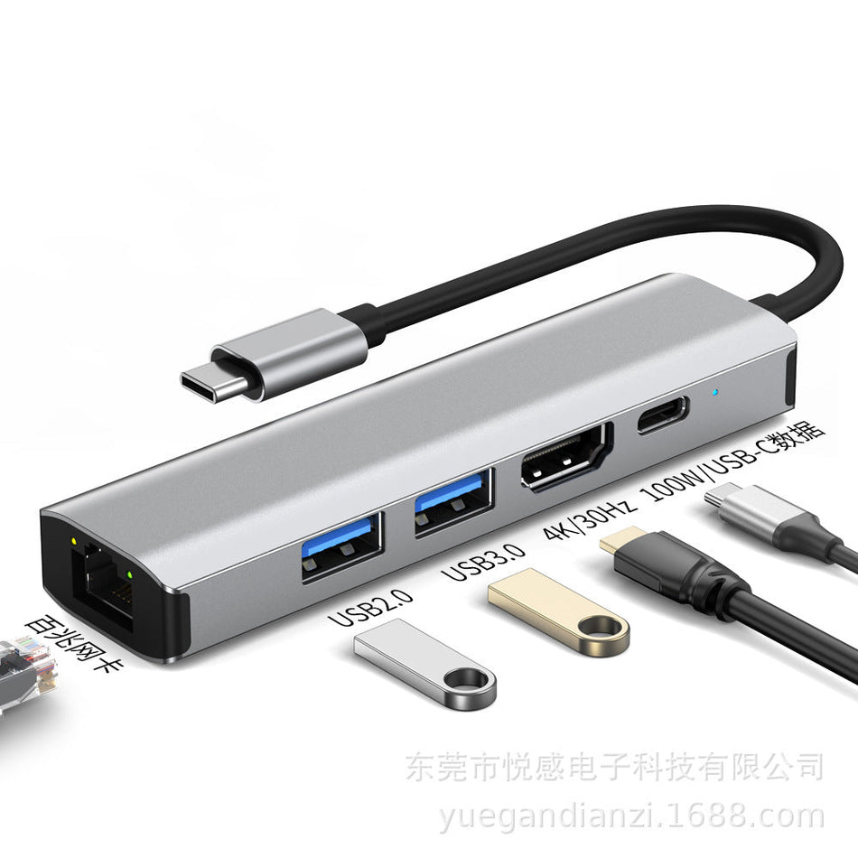 USB 3.0 Type-C 5-in-1 Hub with RJ45 Network Adapter