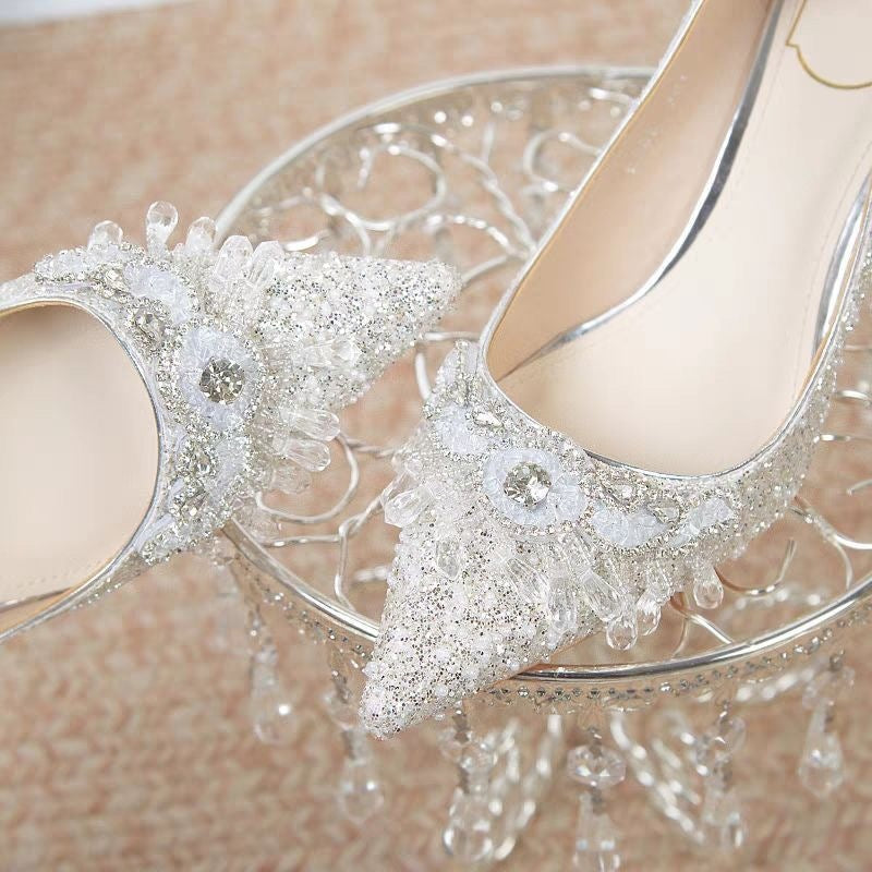 Crystal Stiletto Wedding Heels with Elegant Bridal Design