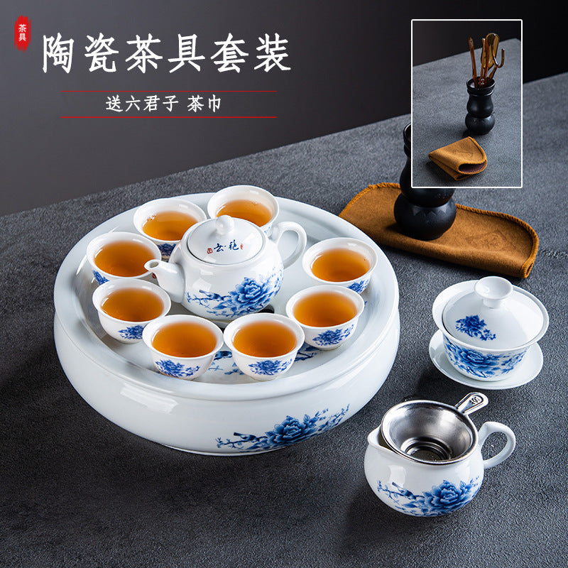 White Porcelain Kung Fu Tea Set - Light Luxury Retro