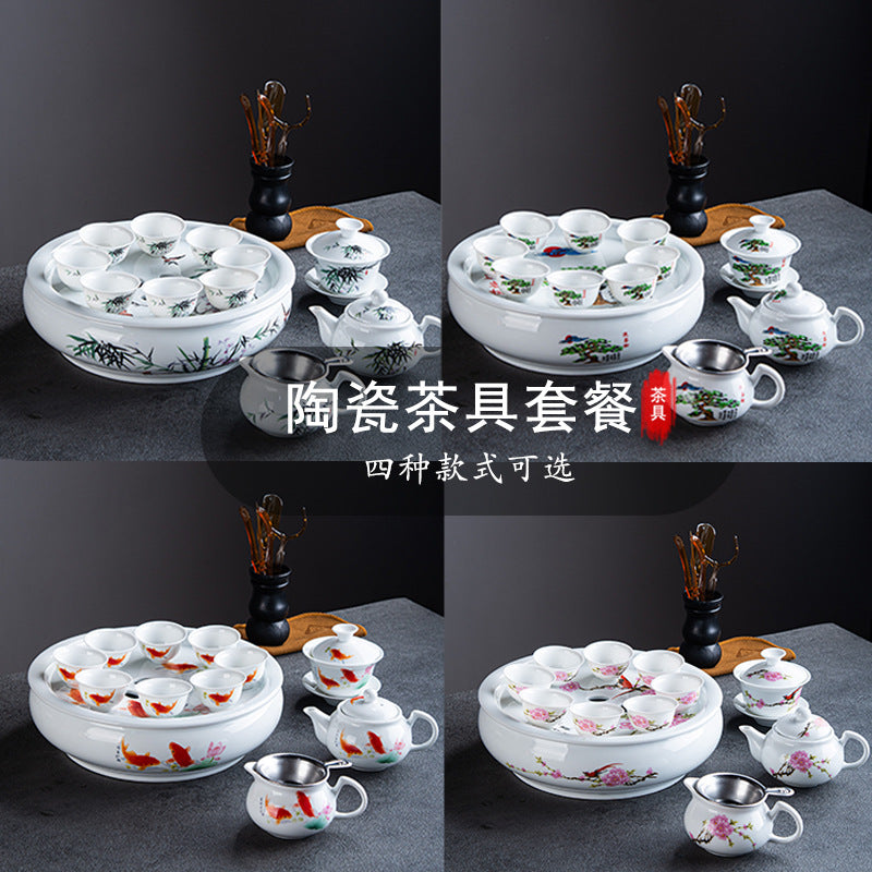 White Porcelain Kung Fu Tea Set - Light Luxury Retro